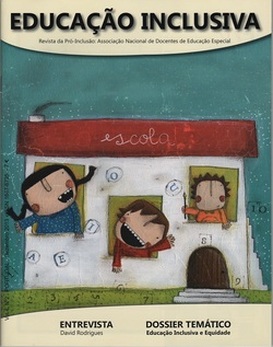 Capa ilustrada com desenho de uma escola com crianças felizes à janela